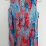 Ecru Sleeveless Multicolor Silk Keyhole Camisole S Photo 4