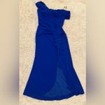Tadashi Shoji NEW TADASHI SHOJ DREA Waterfall Pleated flounce BOS24107L-MSTBL gown Blue sz XL Photo 3