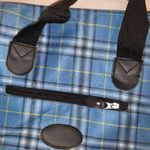 Blue plaid tote bag black straps Photo 8