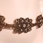 Women Gold Toned Medallion Chain Belt-White Opalescent Stones-Adjustable-Boho Photo 2