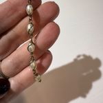 Religious Cross Charm Bracelet Pearl Beads Antique Brass Tone Link Chain Silver Photo 1