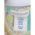 Sigrid Olsen  Womens Paisley V Neck Puff Smocked Sleeve Blouse Mint Green Size XS Photo 4