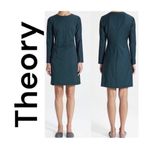 Theory  Side Fold Continuous 2 Long Sleeve Wool Sheath Dress Size 12 Ocean Photo 13