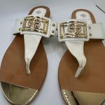 Isola Sandals White patent leather / Gold thong sandal Size 7 Photo 4