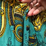 Free People Charmer Paisley Kimono Duster Boho Green Gold Print Photo 9