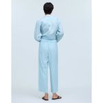 Madewell Linen Blend Pull On Straight Crop Pant Blue Heron Pockets US 8 NWT Photo 13