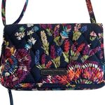 Vera Bradley Bear Bradley Crossbody RFID Insert Midnight Wildflower Navy Blue Double Zip Snap Photo 0