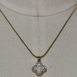 NWOT mother of pearl and CZ clover necklace Gold Photo 1