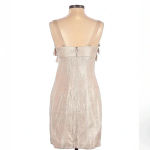 Boston Proper Y2K Rose Gold Shimmer Metallic Ruffle Sweetheart Neck Dress Size 2 Photo 2