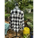 SO  Juniors Women's Black White Buffalo Check Cozy Flannel Shirt Top XXL New Photo 1
