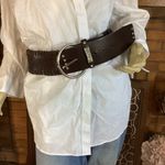 Guess DARK BROWN THICK FAUX LEATHER STATEMENT BELT W/RHINESTONE ACCENTS (L) Photo 2