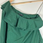 J.Crew Green Cotton Blend One Shoulder Long Sleeve Poplin Ruffle Dress Photo 2