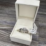 1/5 0.2 Carat Total Weight Diamond Heart Bridal Sterling Silver Set Ring Size 7 Photo 2