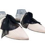 TABITHA SIMMONS Pale Pink / Black Chiffon Bow Pointed Toe Flats sz 41 (US 10) Photo 1