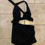 superdown  Domonique Halter Mini Dress Womens Small Black Ruched Wrap Tie Cutout Photo 1