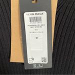 VERO MODA  Ribbed Sweate Dress Medium New Black V-Neck Belted Long Sleeve Photo 5