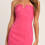 Lulus Glamorous Times Hot Pink Bodycon Strapless Mini Dress Photo 0