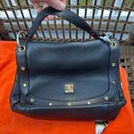 MCM Vintage  Black Leather studded Shoulder Bag Photo 12