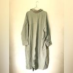 ZARA  Green Linen Blend Shirt Dress with Pockets Size M Photo 9
