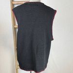 VTG Victoria Jones Christmas Sweater Vest L Black Poinsettia Candy Cane Beaded Size L Photo 4