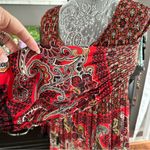 Melissa Paige Boho Peasant Tunic Top Red Paisley Print Long Sleeve Size M Photo 3