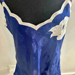 Victoria's Secret Gold Label Blue Floral Satin with White Slip Dress Size L Photo 7