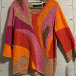 Coldwater Creek  V-Neck Sweater in Pink, Orange, and Red Photo 0