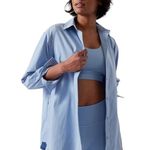 Athleta  Performance Poplin Top Oversized Heron Blue Medium 882549 Photo 0