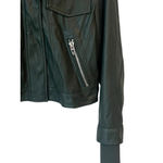 BLANKNYC Faux Leather Jacket Womens Size Small Dark Green Full Zip Snap Cropped Photo 4