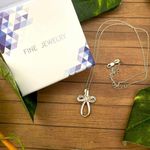 Cross CZ I Love You Sterling Silver Necklace Photo 0