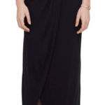 Club Monaco Skirt Womens X Small Black Slit Side Faux Wrap Maxi Knit Photo 0