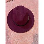 Burgundy Fedora Hat with Gold Chain Accent Photo 2