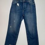 Free People  We The Free NWT Maggie Straight Leg Raw Hem Jeans in Sequoia Blue Photo 2