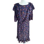 Madewell  Juliet Raised Hem Midi Dress Oriental Floral Midnight 12 Photo 3