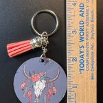 Steer Skull Dream Catcher Round Keychain With Tassel New Photo 1