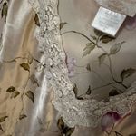 Floral Satin Sleepwear with Lace Trim Purple Size 1X Photo 2