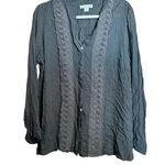 Coldwater Creek Top Womens 2X 20 22 Green Crochet Trim Button Up V Neck Blouse Photo 0