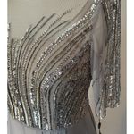 Adrianna Papell NWT  Formal Dress Silver Sz 2 Beaded Bodice Chiffon Bride Groom Photo 15