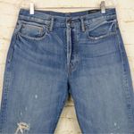 Vince Selvedge Jeans Womens 28 Blue Union Slouch Distressed Ankle Button Fly Photo 4