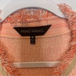 Ming Wang  Knit Cardigan Sweater Jacket Fringe Gold Buttons Peach Orange Photo 1