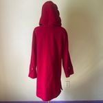 Vintage Dennis Basso Red Wool Cashmere Coat Hooded Faux Fur Trim Scarf Small Photo 6