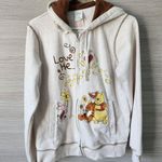 Disney Winnie The Pooh Hoodie Love Me Love Me Not Zip Medium Cream Sweatshirt Photo 1