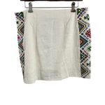 Desigual  White Pencil Skirt Woven Embroidery US 8 New Photo 1