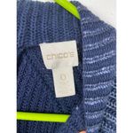 Chico's 0 Mix Foil Melanie Pullover Sweater Womens S 4 Blue Zip Back 3/4 Sleeves Photo 6