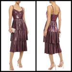 đź’•MARCHESA NOTTEđź’• Lame Pleated Tiered Midi Length Cocktail Dress Lilac Purple 0 Photo 4