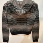 Lurking Class Women’s Black and Gray Striped Zip Up Hoodie Small Photo 3