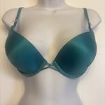 Victoria's Secret  Bombshell‎ Plunge Super Push-up Bra Size 36B Satin Lace Teal Photo 0