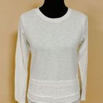🛍️ Atwell Spa White Cotton Frayed Tiered Long Sleeve Top Leah Tee Size S NWT Photo 0