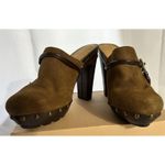 Coach Womens RANA Mules Brown Leather Suede W/Block Heels Studs & Tassel Sz 8.5 Photo 3