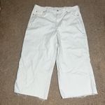 American Eagle Outfitters AEO Wide Leg Crop Stretch Jeans Raw Hem Off-White 20 Photo 3